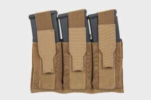 Triple magazine pouch with flap Wosport Coyote Brown