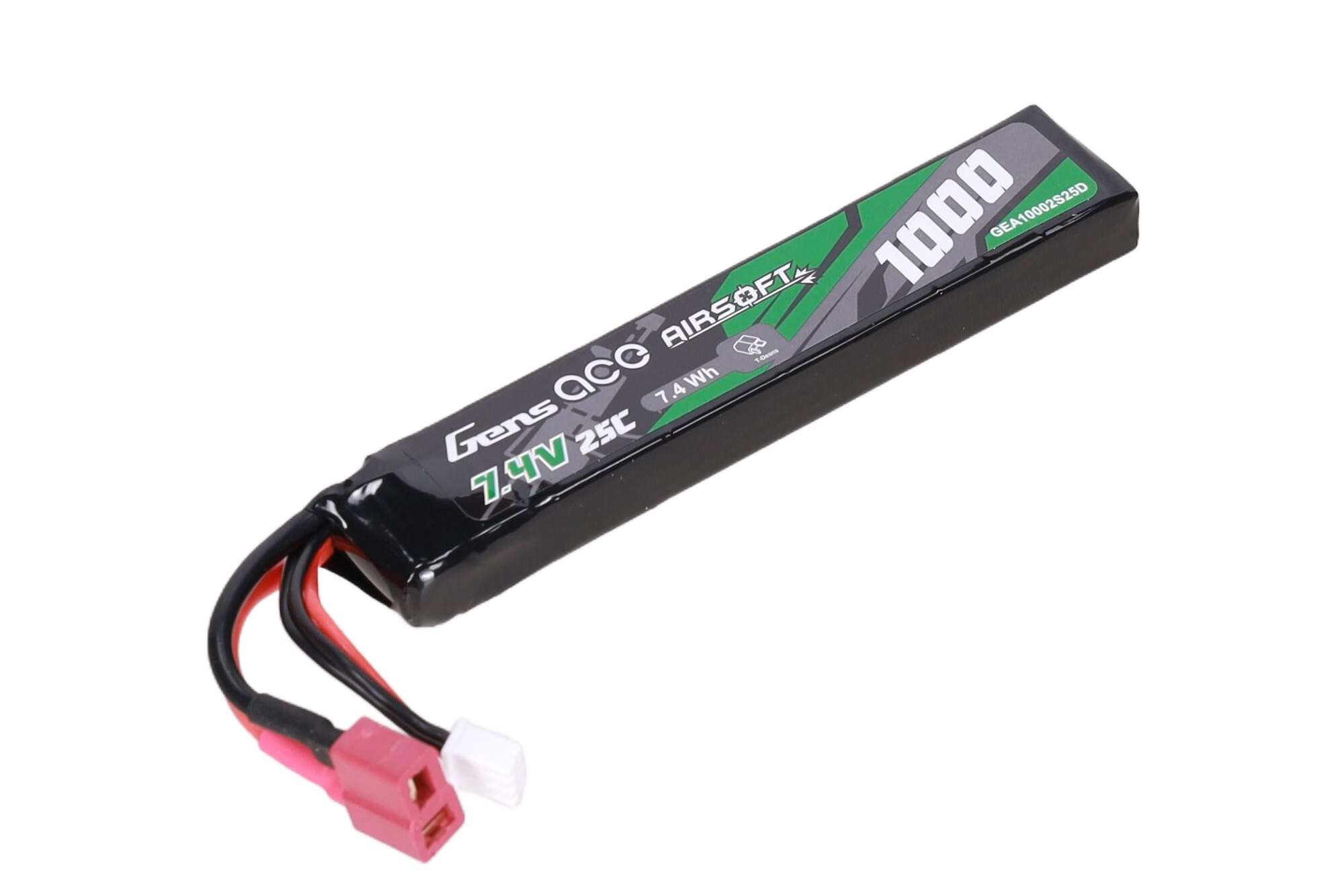 Gens Ace 1000mAh 25C 7.4V T-Deans Li-Po battery (shortened cable)