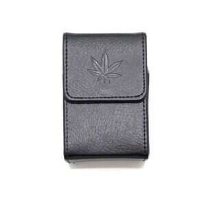 Belt Cigarette case - svart präglat löv