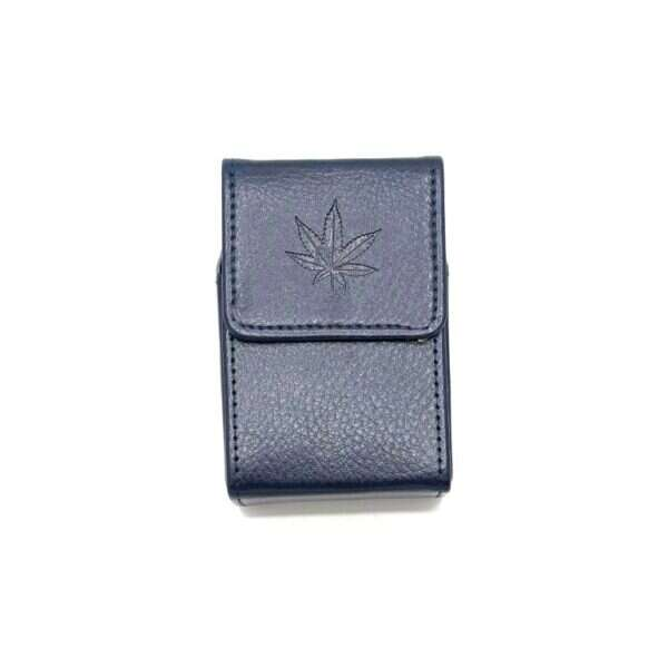 Belt Cigarette case - blå präglat löv