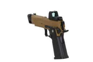 Arcturus Vanguard 4.3" Hi-Capa GBB OR airsoft pistol with ARS-1 red dot sight + Half-Tan compensator