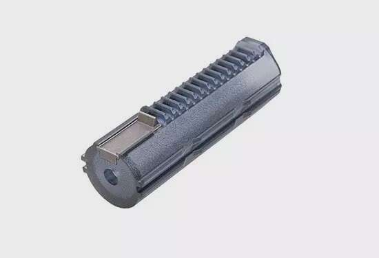 Polycarbonate piston with 1 steel tooth