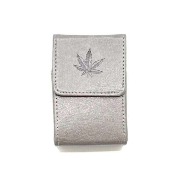 Belt Cigarette case - silver präglat löv