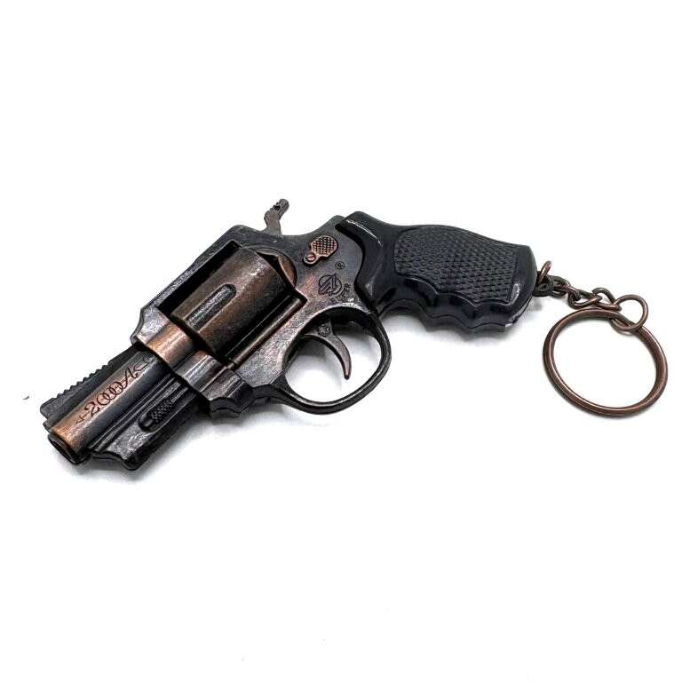 Stor Nyckelring - ~8-13cm - revolver - knallpulver