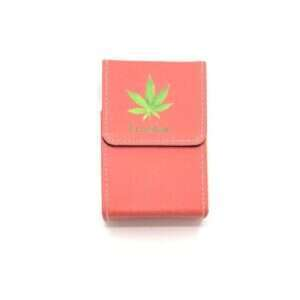 Belt Cigarette case. rosa med grönt löv