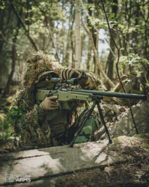 Specna Arms SA-S14 sniper airsoft rifle with scope and bipod Olive