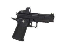 Arcturus Vanguard 4.3" Hi-Capa GBB Optics Ready airsoft pistol with ARS-1 red dot sight Black