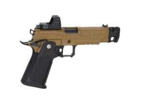 Arcturus Vanguard 4.3" Hi-Capa GBB OR airsoft pistol with ARS-1 red dot sight + Half-Tan compensator