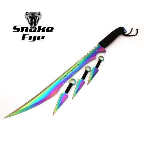 Snake Eye Tactical - Ninja Sword with Kunai Throwing Knives - SE-741RB