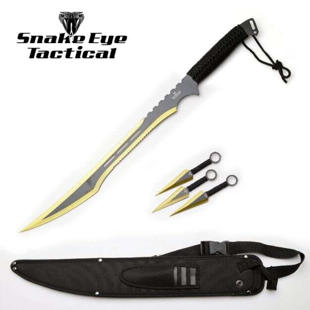 Snake Eye Tactical - Ninja Sword with Kunai Throwing Knives - SE-741GD