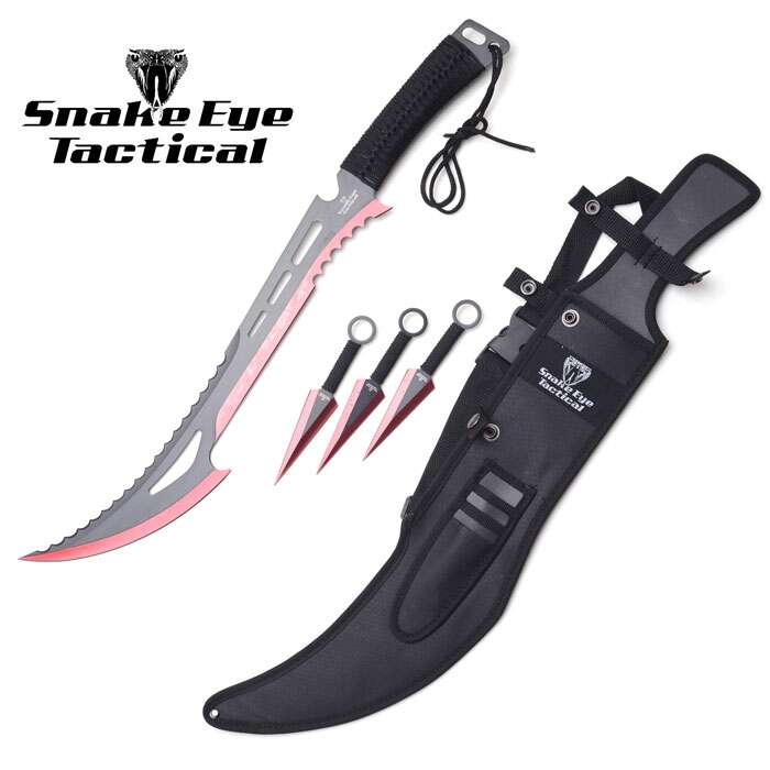 Snake Eye Tactical - Ninja Sword With Throwing Knife Set - HK-123BKR