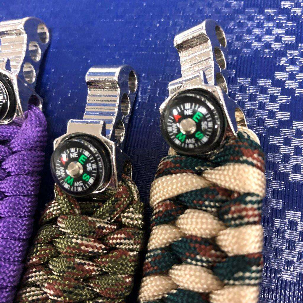 Armband av Paracord tändstål kompass - LILA