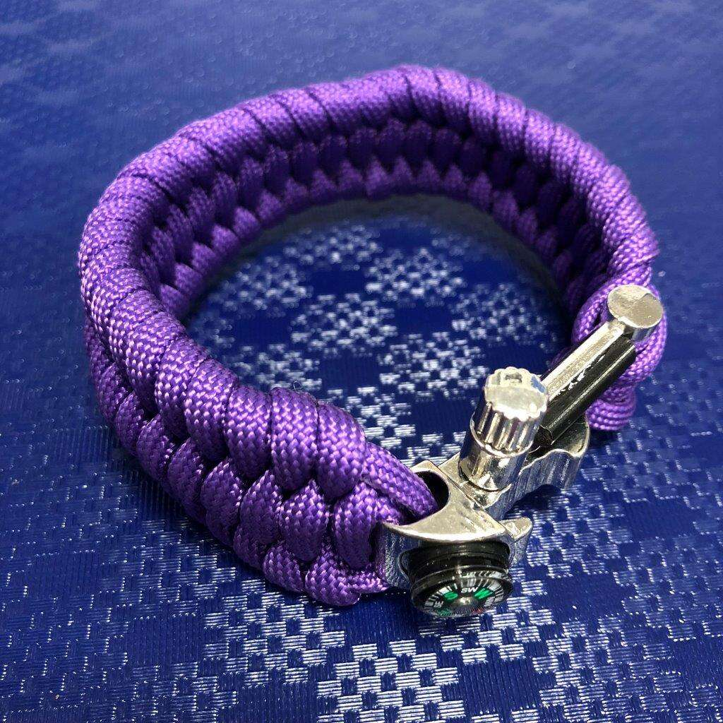 Armband av Paracord tändstål kompass - LILA