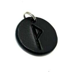 Handmade pendant with nordic rune made of swedish leather