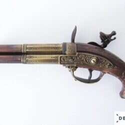 Replica of revolving 3 barrel flintlock pistol, France 18TH. C