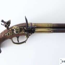 Replica of revolving 3 barrel flintlock pistol, France 18TH. C