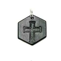 Handmade pendant with cross made of swedish leather