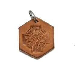 Handmade pendant with Celtic cross made of swedish leather