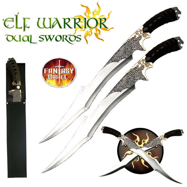 Fantasy Master - Elf Warrior Dual Short Swords with Display Stand - FM-411 3 Fantasy Master - 411 - Elf Swords 2 swords + display