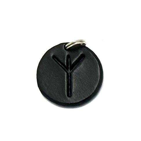 Handmade pendant with nordic rune made of swedish leather