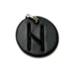 Handmade pendant with nordic rune made of swedish leather
