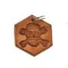 Handmade pendant with scull and bone made of swedish leather