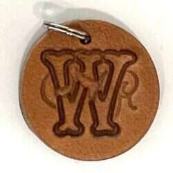 Handmade pendant of swedish leather with old english letter