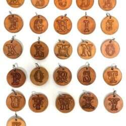 Handmade pendant of swedish leather with old english letter