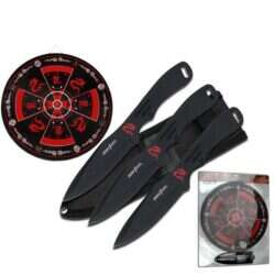 PERFECT POINT - 075-3BK - Throwing Knives With Target Board