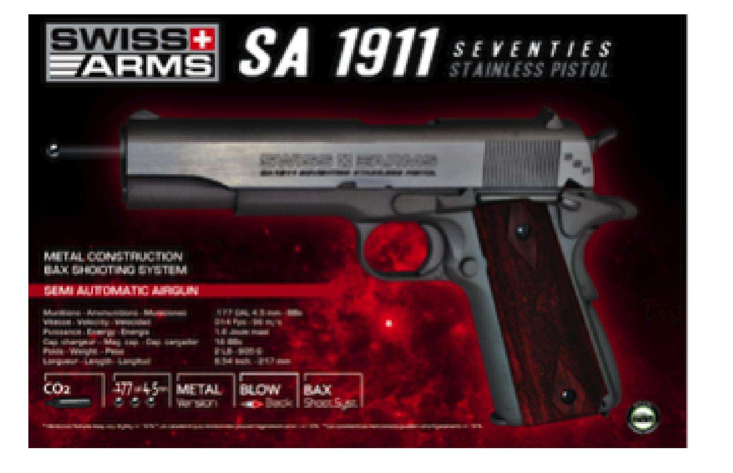 Swiss Arms - Seventies 1911 - Replica Airgun pistol - Blowback - co2 - 4.5mm