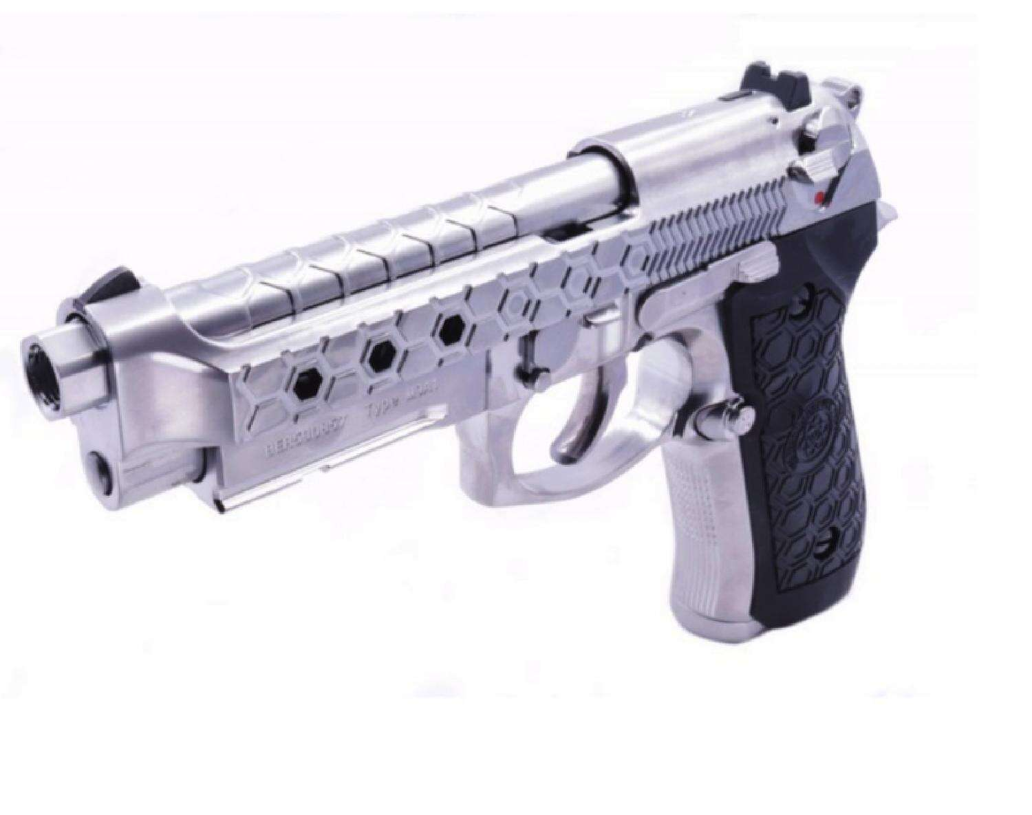 airsoft M92 Hex cut Silver Gas hopup