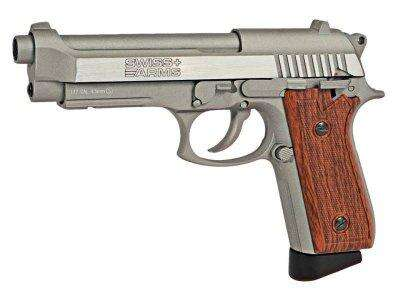 Swiss Arms - Stainless steel Beretta P92 - Replika Luftpistol - Blowback - co2 - 4.5mm