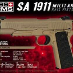 Swiss Arms -1911 Military Rail - Replica Airgun pistol - Blowback - co2 - 4.5mm