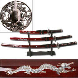 Samurai sword - Set of 3 incl. display
