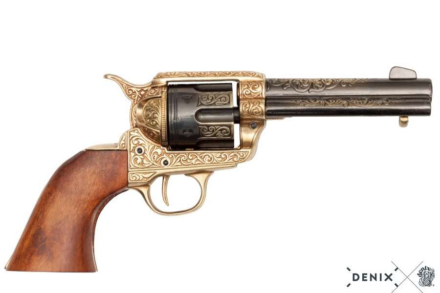CAL.45 Peacemaker revolver replika 4,75", USA 1873 guld 3 CAL.45 Peacemaker revolver replica 4,75", USA 1873 Gold