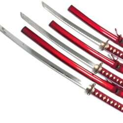 DECORATIVE SAMURAI SET OF 3 SWORDS AND STAND