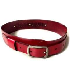 Svenskt Handgjort Revolverbälte - Röd - 18patroner - 100cm - Premium Vegitabiliskt garvat Tärnsjöläder